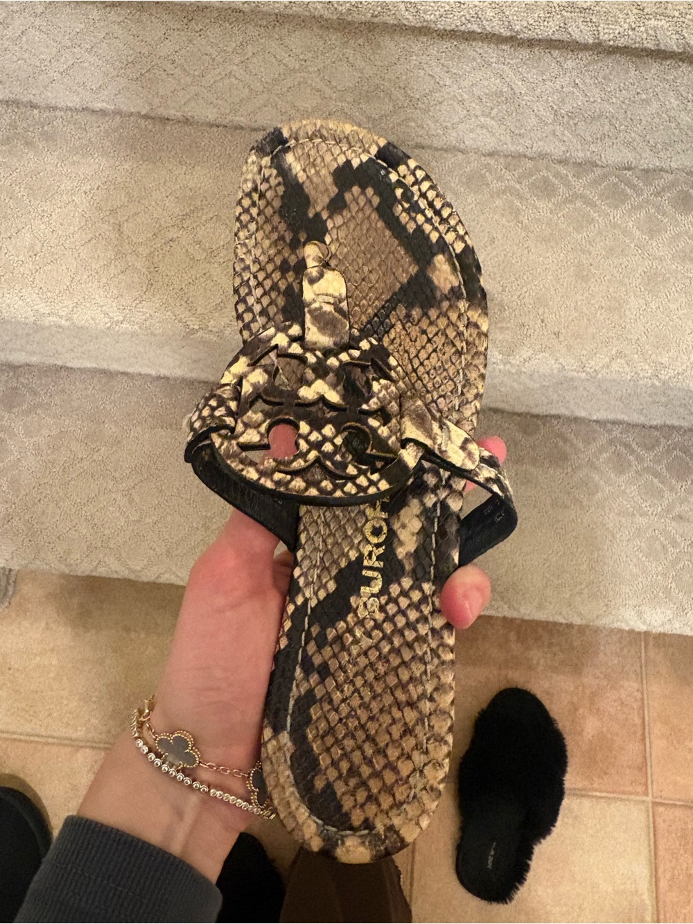 Tory Burch Snake-Print Miller Sandal in Brown and Black